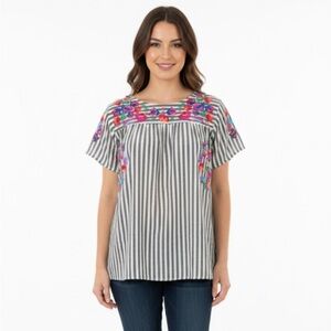 See and Be seen size medium striped floral babydoll top